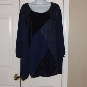Catherines  navy blue multi texture tunic   Sz 4X